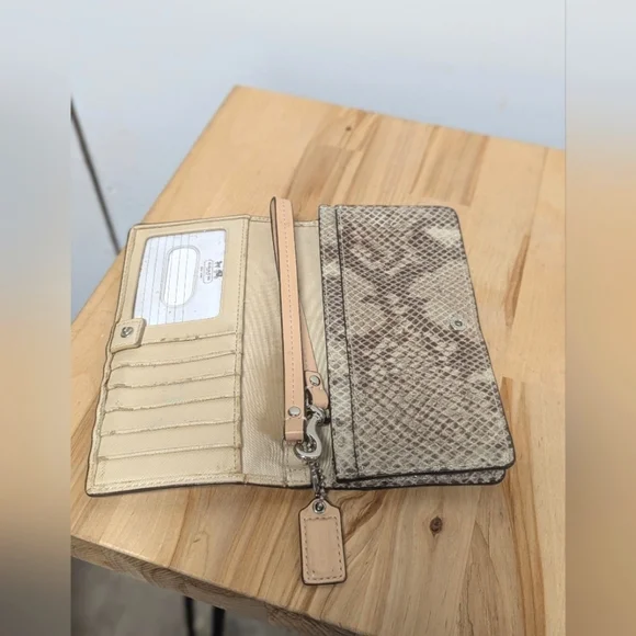 Coach Tan Snakeskin Wristlet - Picture 6 of 9